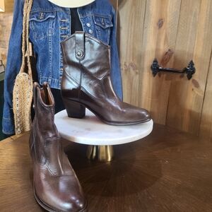 Frye Brown Leather Ankle Boots